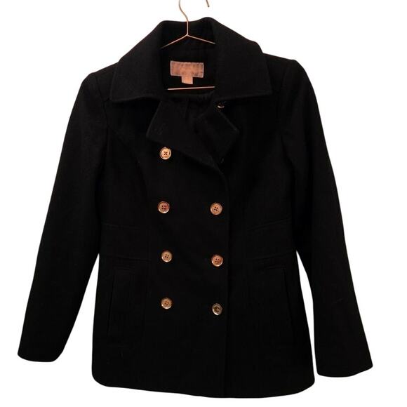Michael Kors Women’s Black Wool Blend Pea Coat Sz 4 – Double Breasted Jacket - Picture 2 of 9